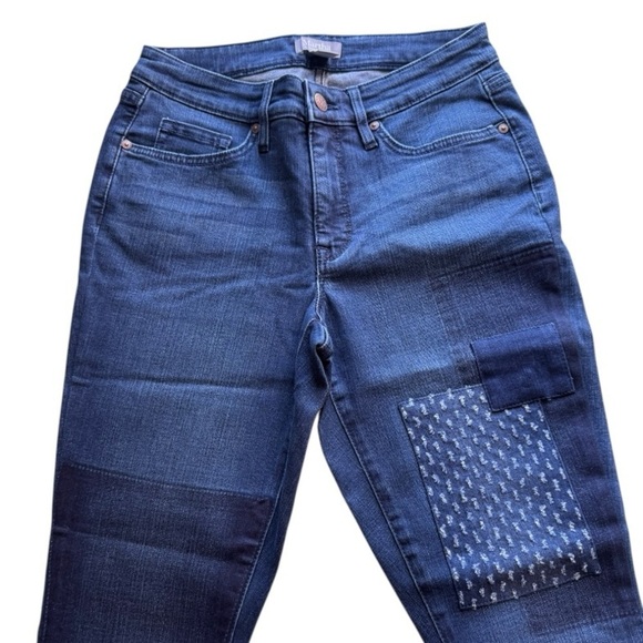 Martha Stewart Patchwork Jeans Size 4 | High Rise Skinny Denim Blue - Picture 2 of 8